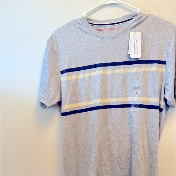 Sun + Stone Mens Gray Striped Cotton T-Shirt NWT - Picture 10 of 11